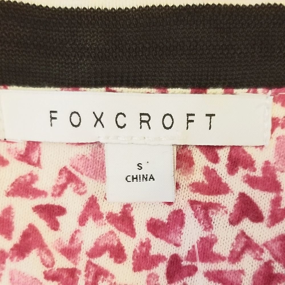 Foxcroft Pink Heart Crew Neck Button Down Cardigan Sweater Size S - Picture 7 of 10